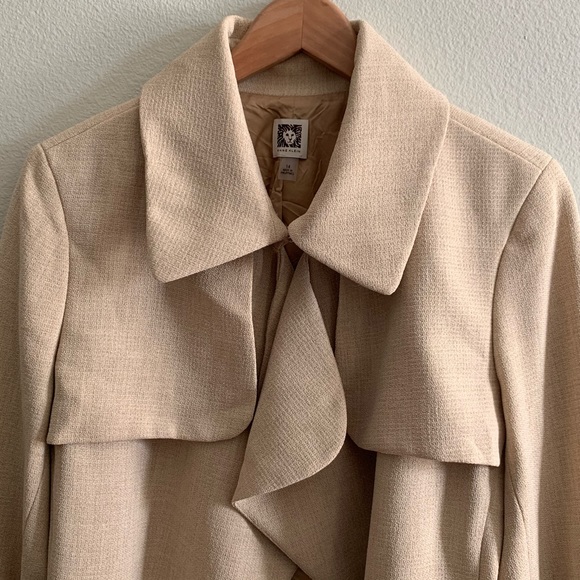 Anne Klein Camel Blazer with Draped Front, Size 14 - Picture 3 of 6